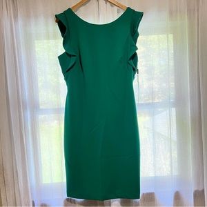Calvin Klein Green Flutter Sleeve Sheath Dress